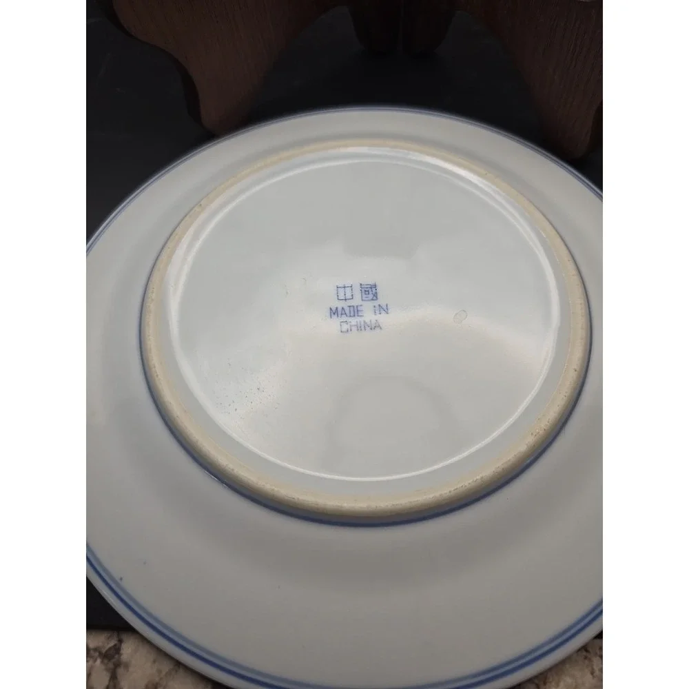 Blue And White‎ Porcelain Temple and Pine Asian Plate